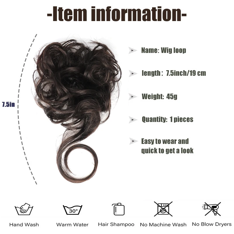 LUPU 2Pcs Messy Bun Hair Piece Tousled Updo with Tendrils Hair Bun Extensions Wavy Curly Hair for Women