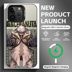 Black Magnetic Anime Phone Case with Colorful Silver Design - iPhone 15 Plus (Black10)