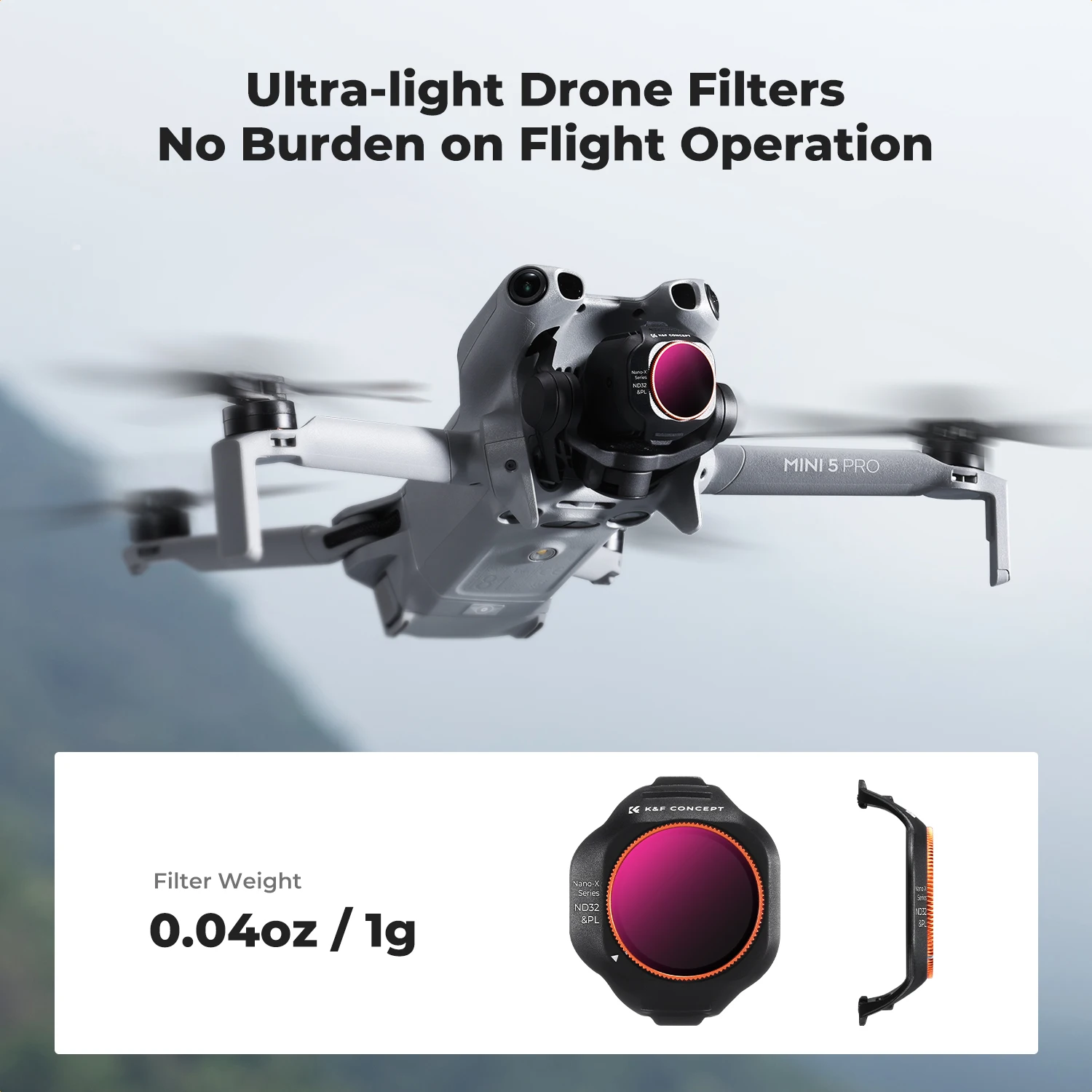 K&F Concept Kit 2-en-1 ND/CPL pour DJI Mini 5 Pro - 6 Filtres