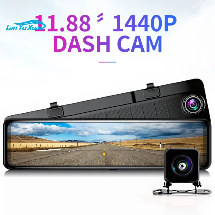전면 후면 뷰 듀얼 렌즈 대시 캠 DVR 시스템, 백미러 터치 시스템, 4k