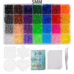 Vibrant Fusion Beads Craft Set - 28 Color DIY Pixel Art and 3D Puzzle Kit (5MM 2450pcs)