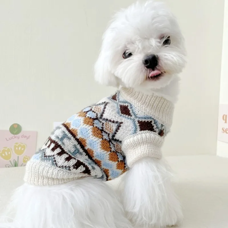 Zvířátko pes svetry pro malý střední psů zima teplý štěně rolák móda kocour pletené svetry čivava pes oblečení pes kabát