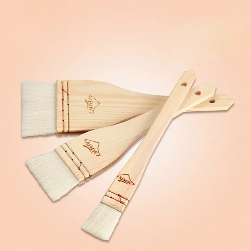 Pastry Brush Household Mooncake Pastry Brush Wooden Handle Wool Barbecue Brush Oil Baking Accessories Kitchen Cooking Tools