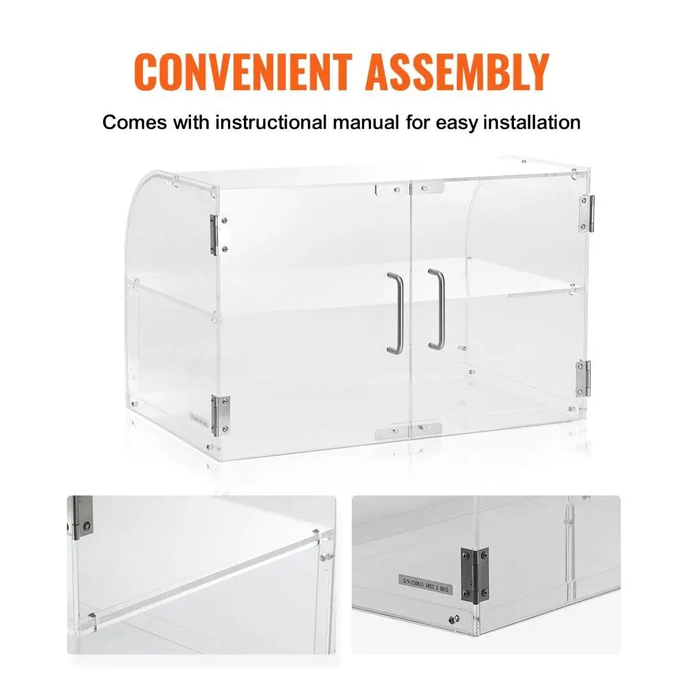 2-Tier Acrylic Bakery Display Case with Rear Door, Removable Shelves-Perfect for Donuts, Bagels, Cakes & Cookies, 22x14x14
