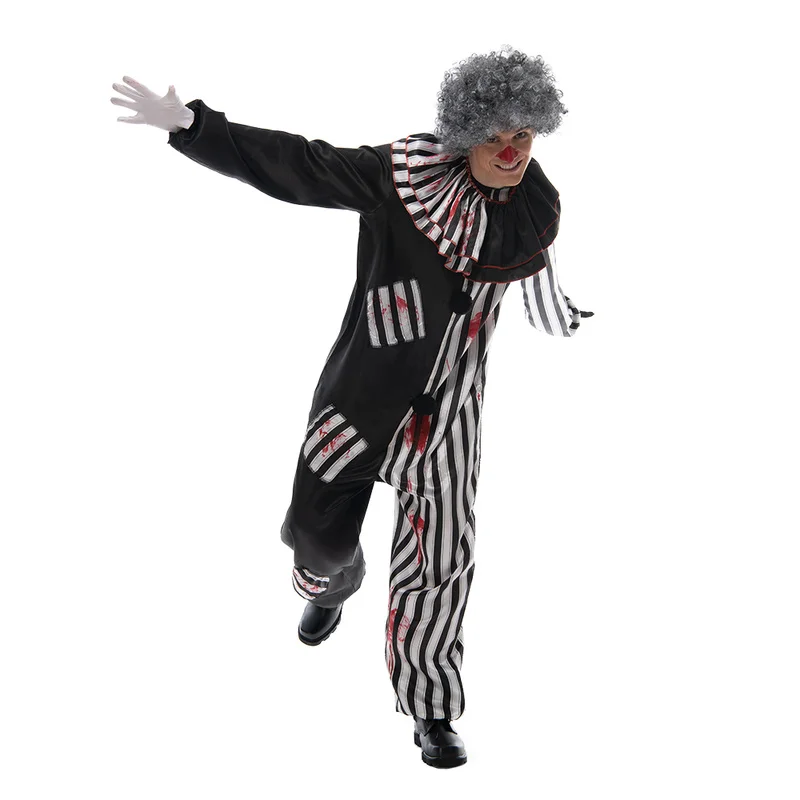 Adult Evil Clown circus Cosplay Halloween Costume Vintage Men's Bloody Killer Clown Carnival Easter Purim Fancy Dress cosplay costume