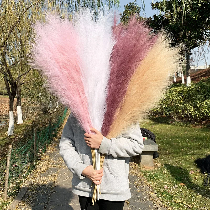 1Pcs Artificial Pampas Grass Home Room Decor Simulation Reed Flower Bouquet DIY Wedding Decoration Birthday Party Supplies