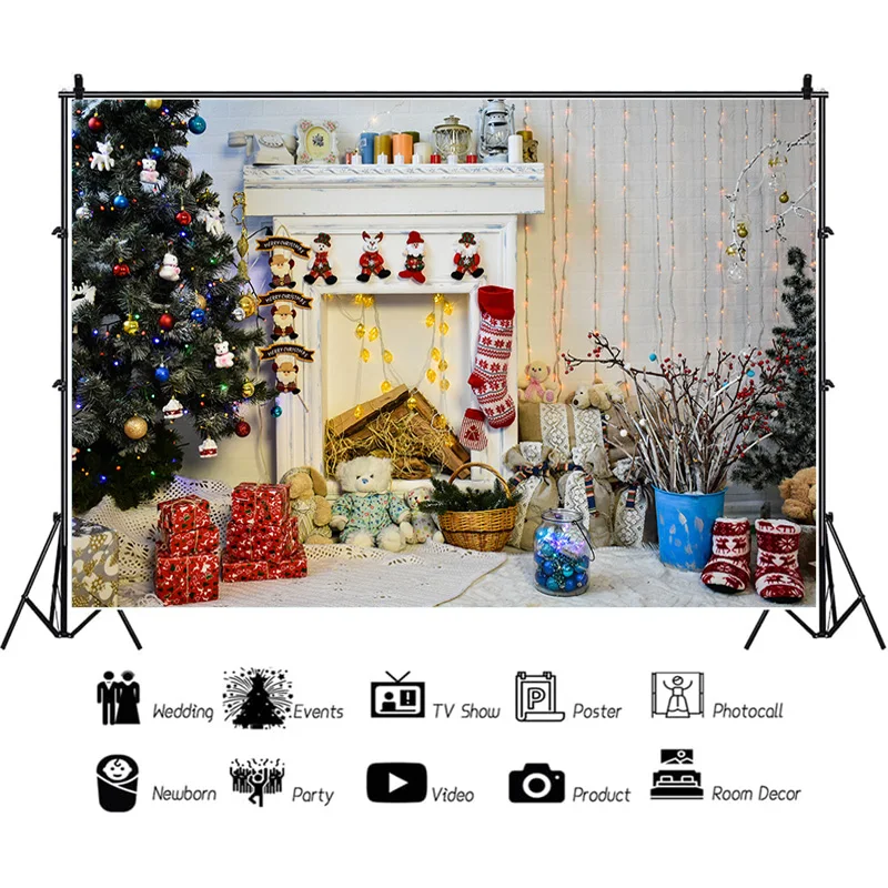 

SHENGYONGBAO Christmas Decorations Photography Backdrops Living Room Ornament Birthday Store Front Photo Studio Background QS-36
