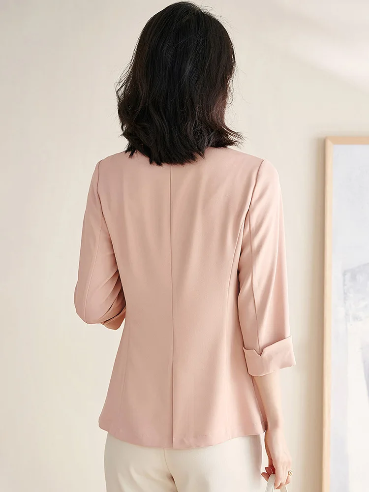 Thin Seven Minute Sleeve Suit Jacket for Female Intellectual and Elegant One Button Slim Spring and Summer 2024