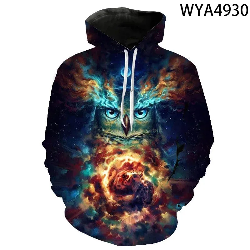 Men and Women 3D Owl Printing Hooded Sweatshirts, Kids Hoodies, Cool Pullover, Boy, Girl, Kids, Casual, Fashion, New Arrival