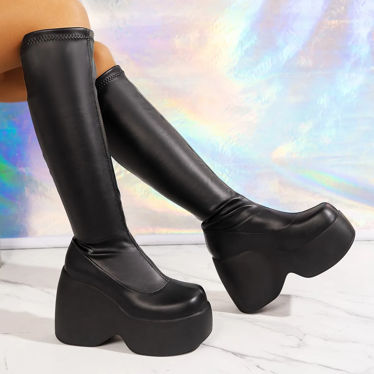 

Winter Boots Women Gothic Style Sexy Elegant Chunky Platform Women Ankle Boots Ladies Walking Comfy Woman Shoes Platform Shoes