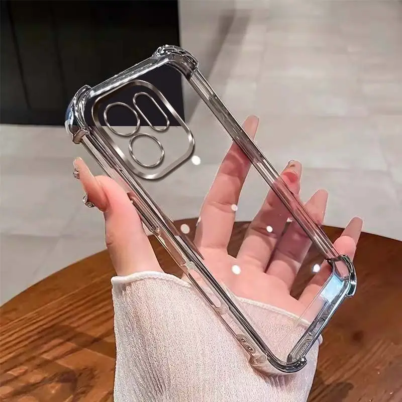 Shockproof Silicone Back Cover with Thickened Corners and Plating Finish
