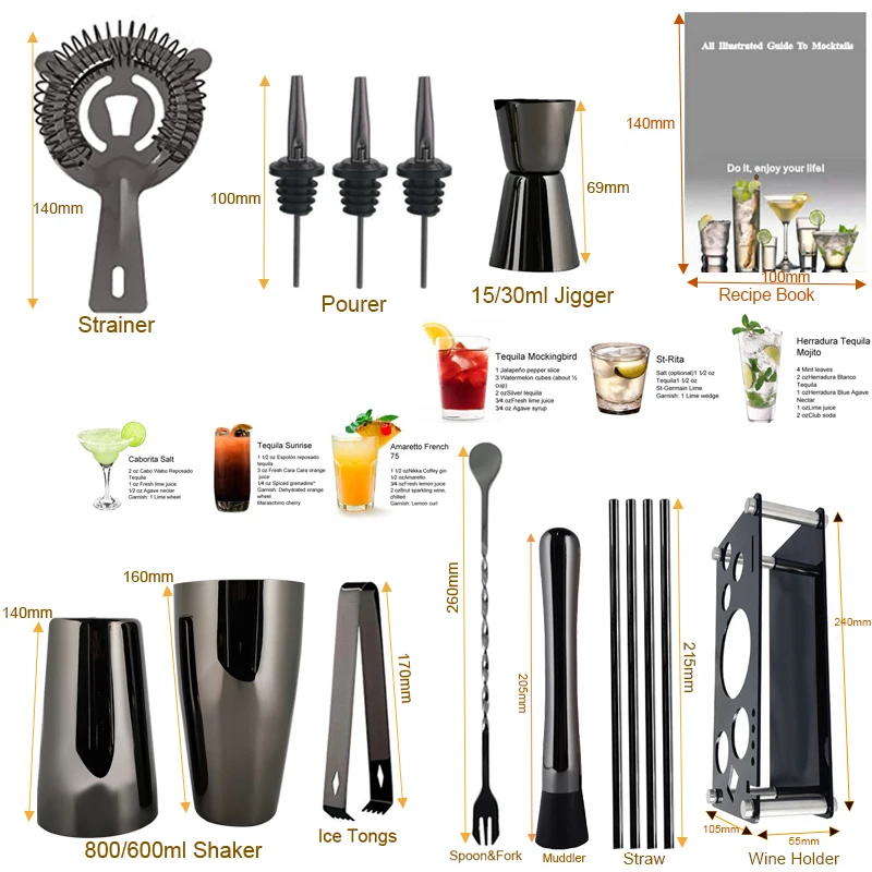 Martini Bartending Shakers com receita elegante de