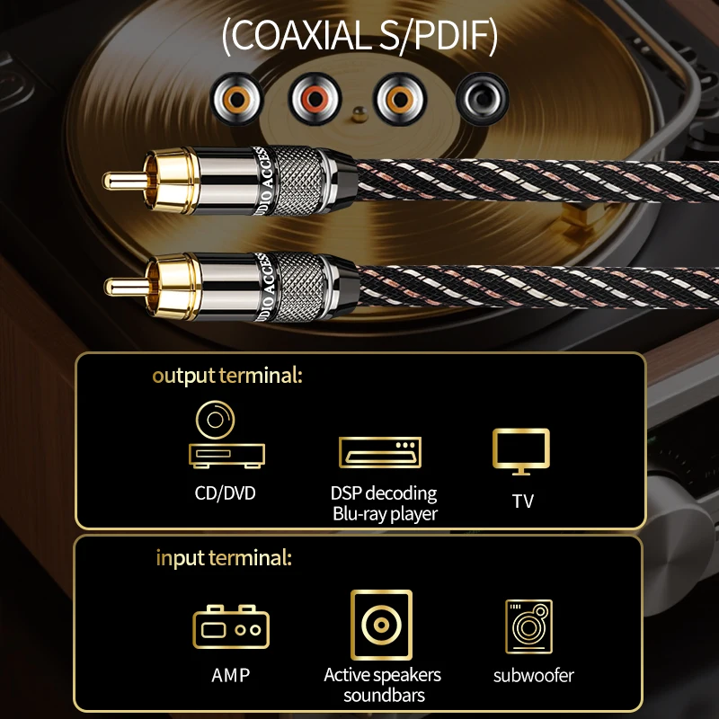 High-Fidelity RCA Coaxial Audio Cable for Enhanced Sound Quality