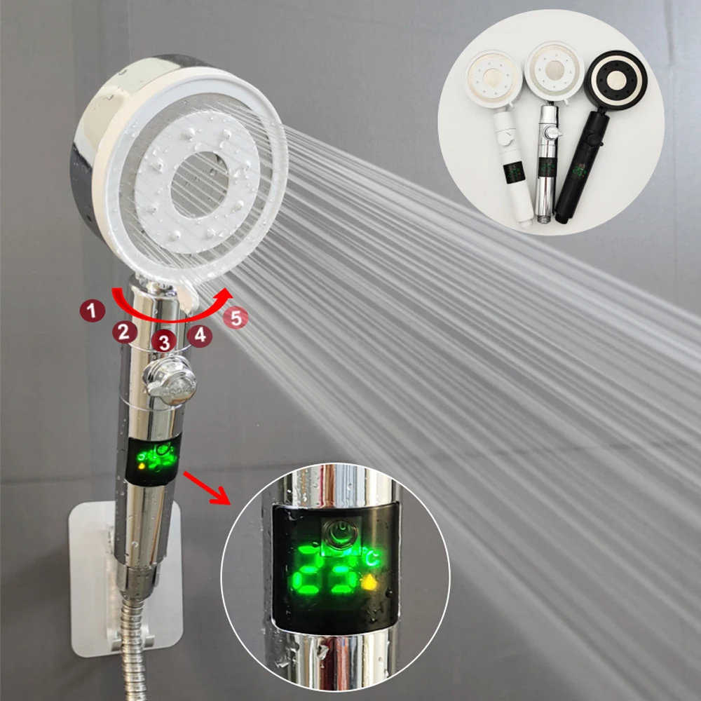 Cabezal De Ducha De Baño De Mano Con Pantalla Digital Controlada Por