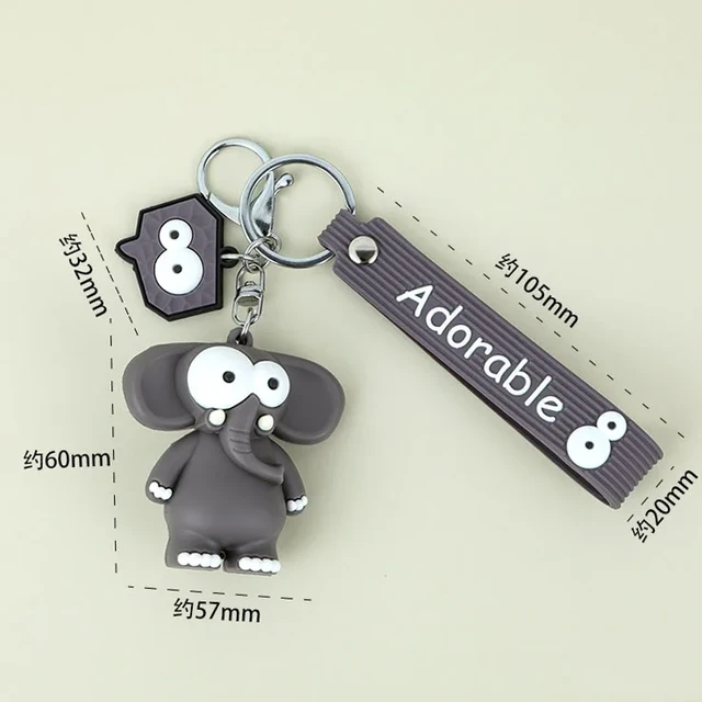 Porte-clés pendentif ajuster ille tridimensionnel créatif, porte-clés de  voiture en résine de beurre d'animal de dessin animé, porte-clés de sac de
