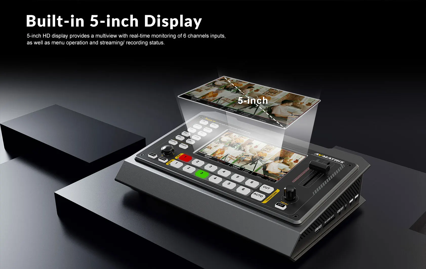 Shark S6 6-CH HDMI-compatible/SDI Video Switcher USB for capturing and streaming