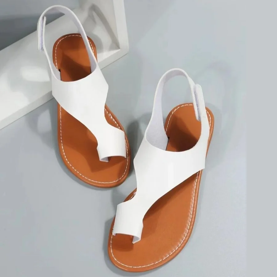 Women\'s Sandals Flats Flip-flops Summer 2024 New Casual Elegant Woman Shoes with Low Heels Luxury Best Selling Comfortable White