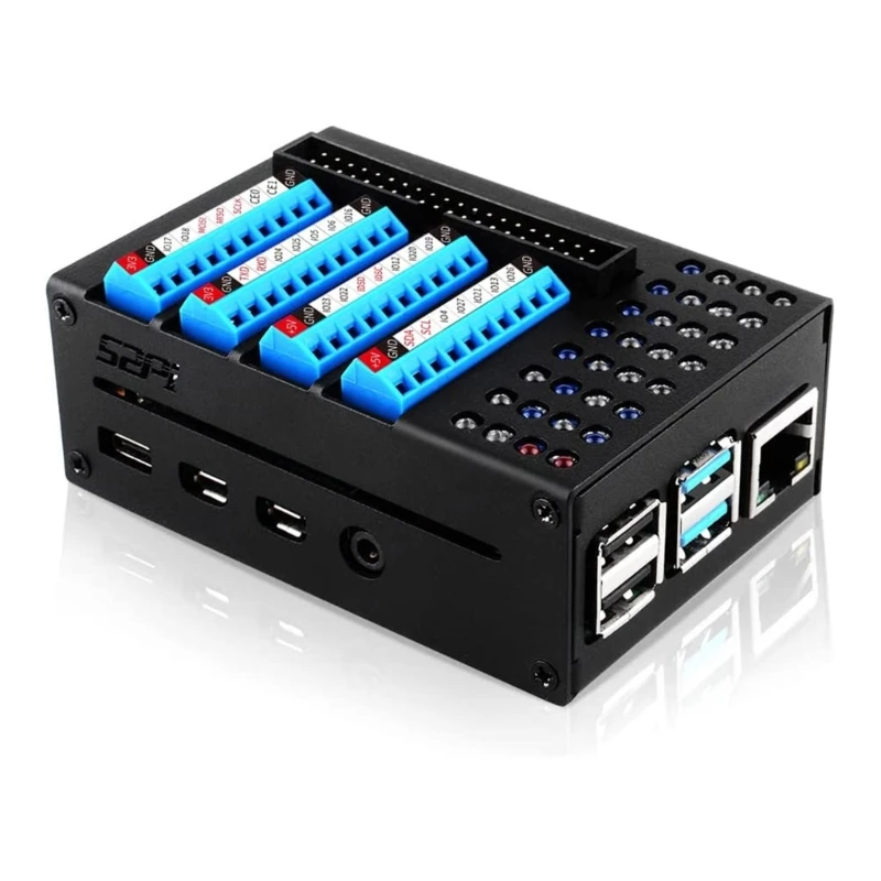 

Metal Case- Box for Raspberry 4B Only with GPIO Terminal Board LED Indicators
