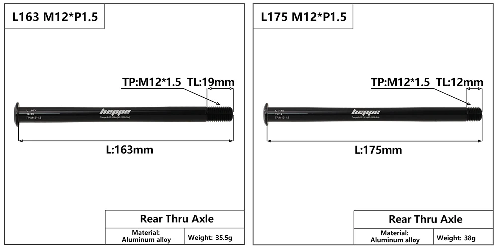 HEPPE Mountain Road Bike Steckachse Spieße M12 M15 Vorderradgabel Welle MTB Hinterradnabe Steckachse 12x142/148 12x100/110 P1.0/1.5/1.75 – Detail 9