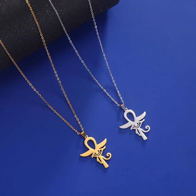 Lucktune collier pharaon égyptien ankh pendentif ankh croce egiziana collier acier inoxydable Ankh croix amulette égyptienne collier en acier inoxydable clé de la vie symbole Crucifix pendentif collier femmes