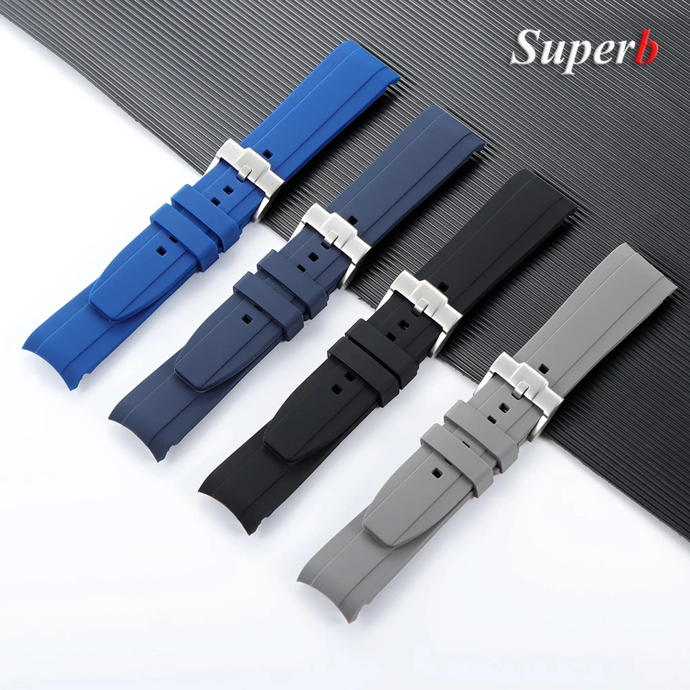Curved End Soft Silicone Waterproof Sport Wristband
