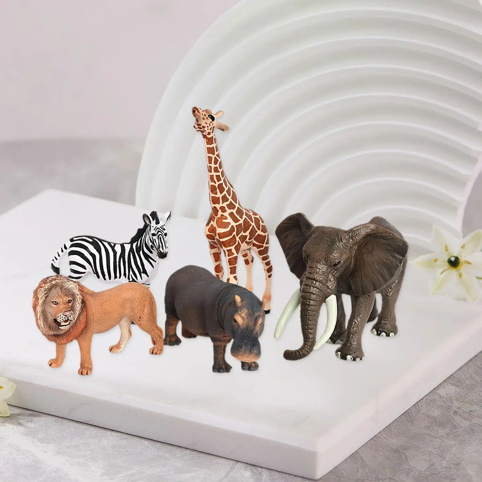 

5x Woodland Animals Model Animals Figurines Desktop Decoration Miniature Elephant Wildlife Animals Figure Toy for Party Favor