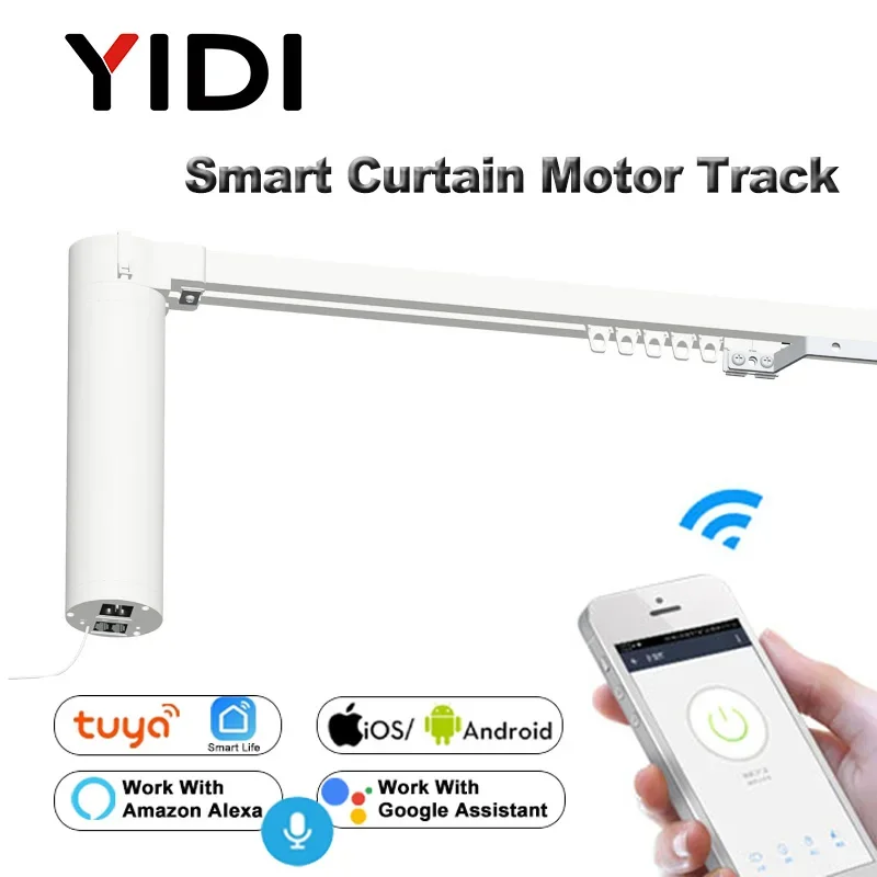 Wifi Smart Automatic Curtain Control System Smart life Motorized APP remote voice control Curtain motor track rail Customized