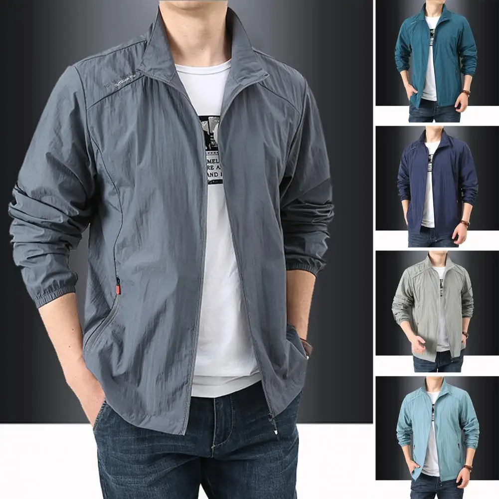 Lapel Coat Men's Outdoor Sun Jacket for Cycling Hiking Fishing Quick Dry Skin Coat for Sports Camping Active