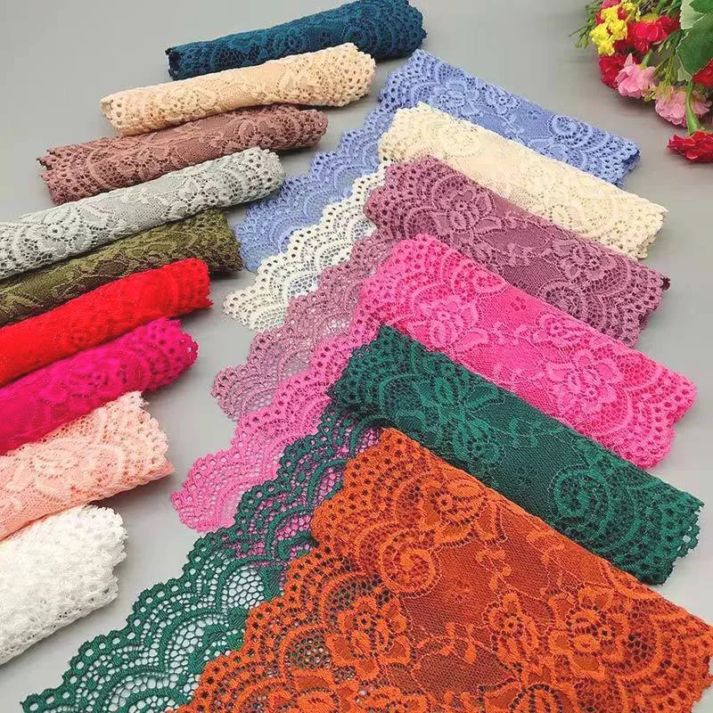 Cinta De Encaje Elástica De 15.2 Cm De Ancho, Patrón Floral - 5 Yardas, Perfecta Para Manualidades, Bodas, Decoración Y Costura