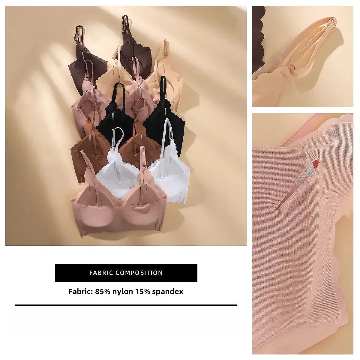 Bestseller 6 Farben Neue Eisseide Unterwäsche Komfortabler BH Drahtlos Gepolstert Wellenförmiger Rand Unsichtbare Yoga-BHs Nahtloser Damen-BH – Detail 3