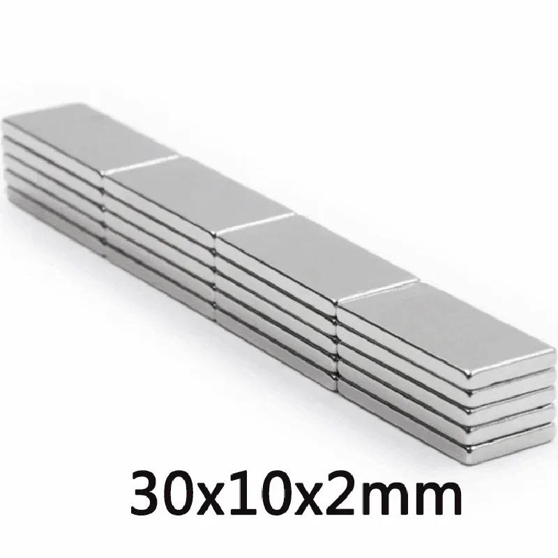 N35 Super Strong Block Neodymium Magnets Rare Earth Magnet 30x10x2 mm 30mm x 10mm x 2 mm sheet magnet 30*10*2 10/20/30 PCS neodymium magnets magnetic blocks square magnetic sheets adhesive magnetic sheets