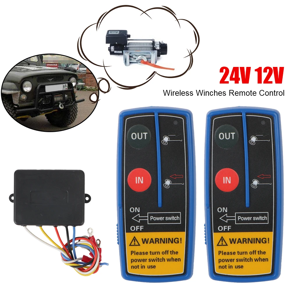 Wireless Electric Winch Remote Control Auto Accessories 24V 12V Dual Handset Switch Controller For Jeep ATV SUV Trailer