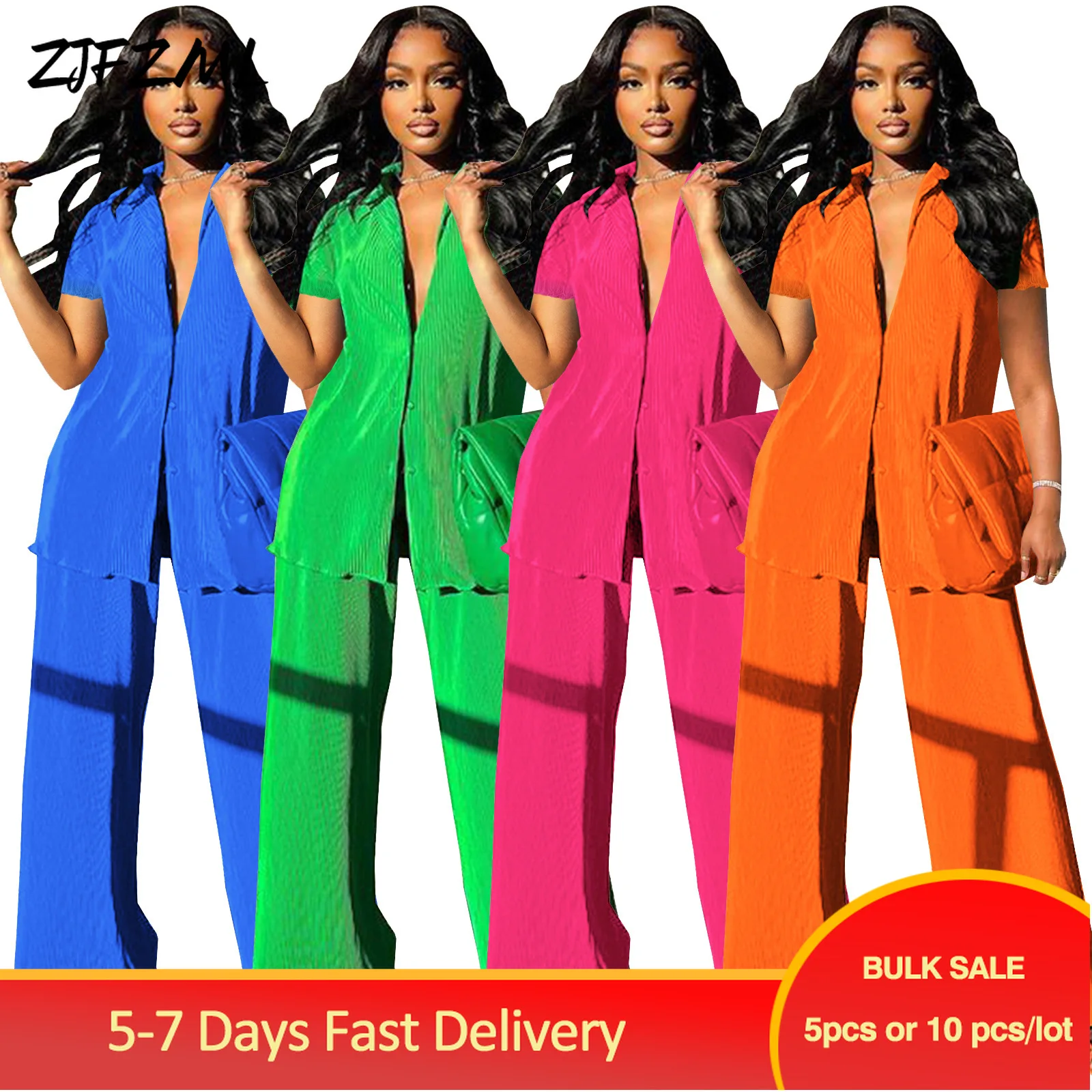 Bulk Items Wholesale Lots Casual Solid Loose Pleated Tracksuit for