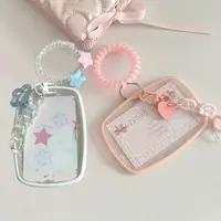 Heart Star Pendant Card Holders 3inch Idol Photcards Protective Sleeves Clear Photo Game Bus Student Card Film Keychain  ? 1