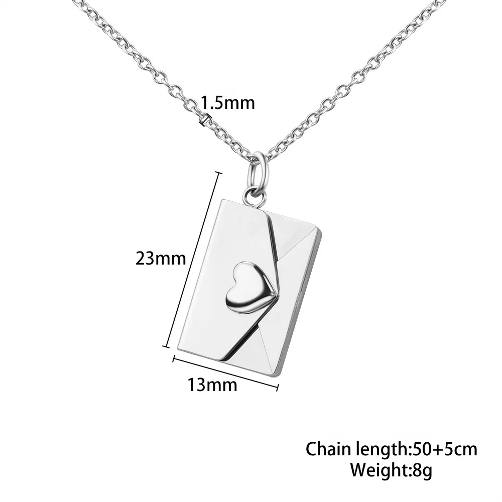 

New Silver Color Name Engraved Envelope Love You Heart Pendant Personalized Choker Necklaces Custom for Birthday Gift Jewelry