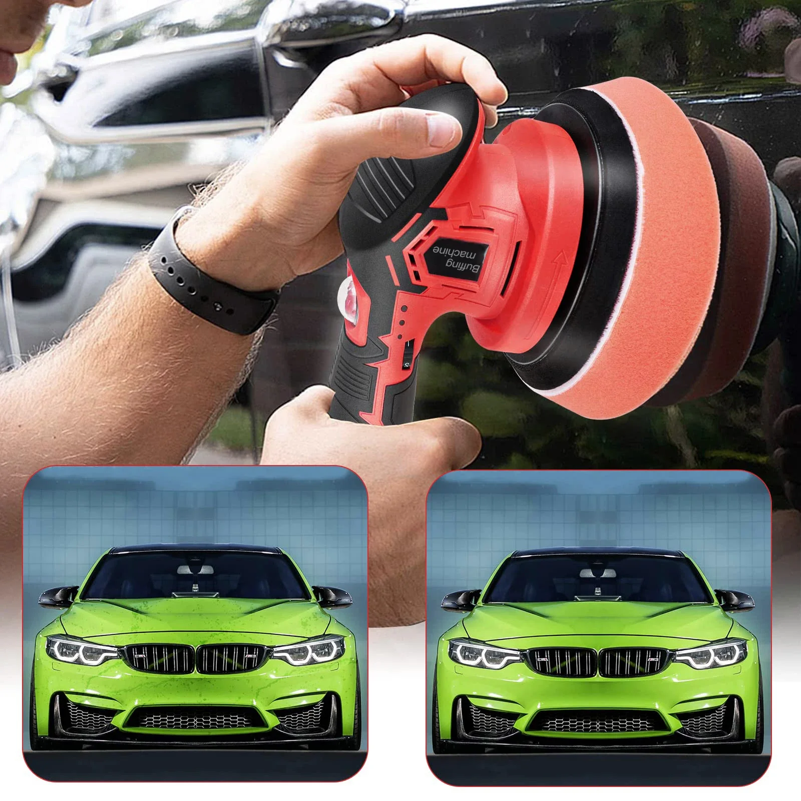 Car Polisher 2000-5000RPM Wireless Car Polishing Machine 6inch Cordless Buffer Polisher 6 Variable Speed Sander Electric Polishing Wax Tool