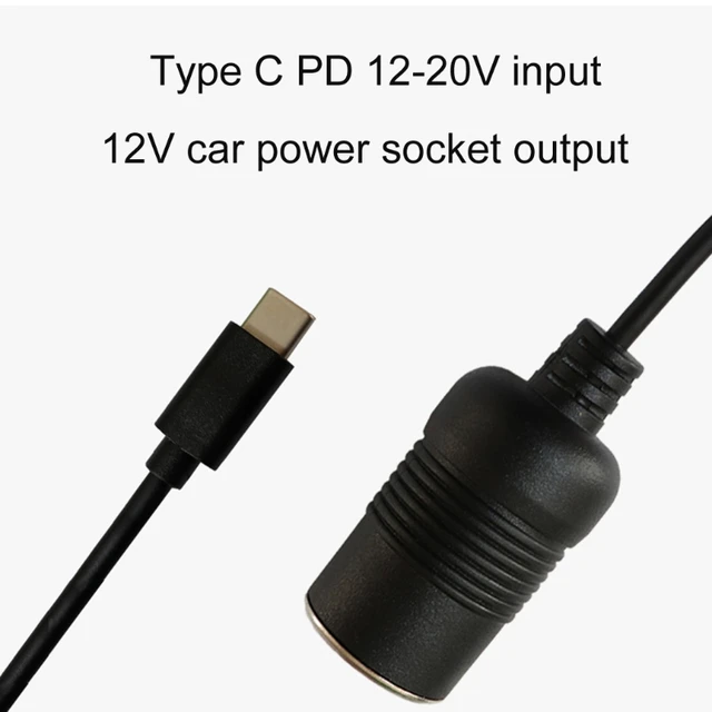 USB C PD Buchse Typ C Stecker auf 12V Auto Step Up Cable Car