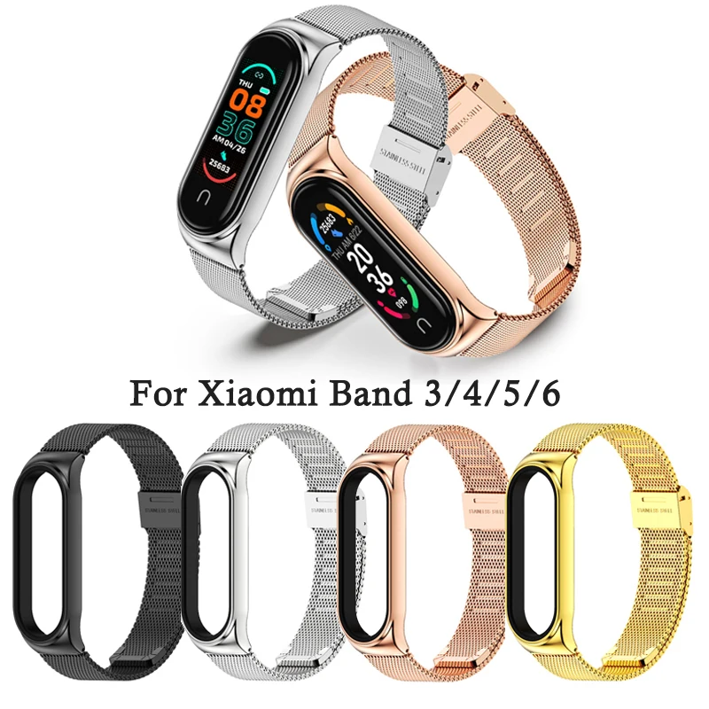 

Strap for Xiaomi Band 3/4/5/6 Wristband Bracelet Metal Strap Metal Stainless Steel Smart Watch Belt Buckle Magnetic
