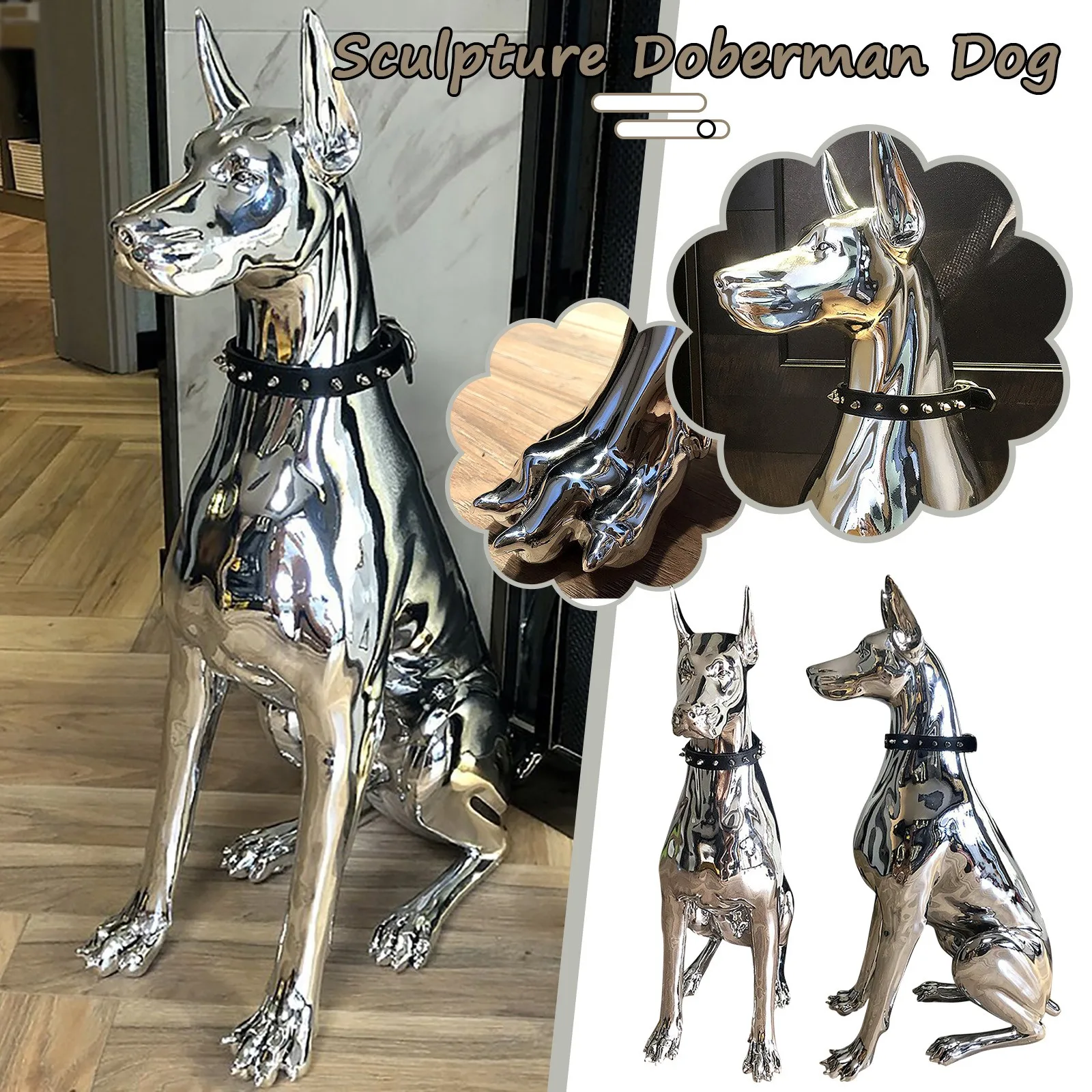 ドベルマン犬の彫刻家の装飾、小さなサイズのアート、動物像