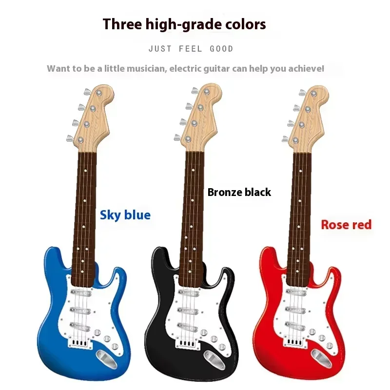Guitarra De Juguete Para Niños 17 Pulgadas - 4 Cuerdas, Eléctrica (con Baterías), Incluye Correa