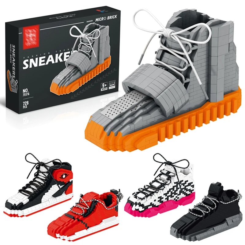 Building Block Toy New Boys Girls DIY Sport Basketball Shoes Anime Sneakers Auction Model Assembly Block Bricks Kids Gifts