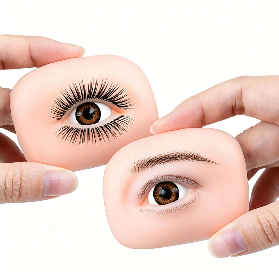 3겹 속눈썹 연습용 마네킹 눈, 속눈썹 메이크업 도구, 속눈썹 연장 트레이닝 도구, 실리콘 화장용 눈 모델
