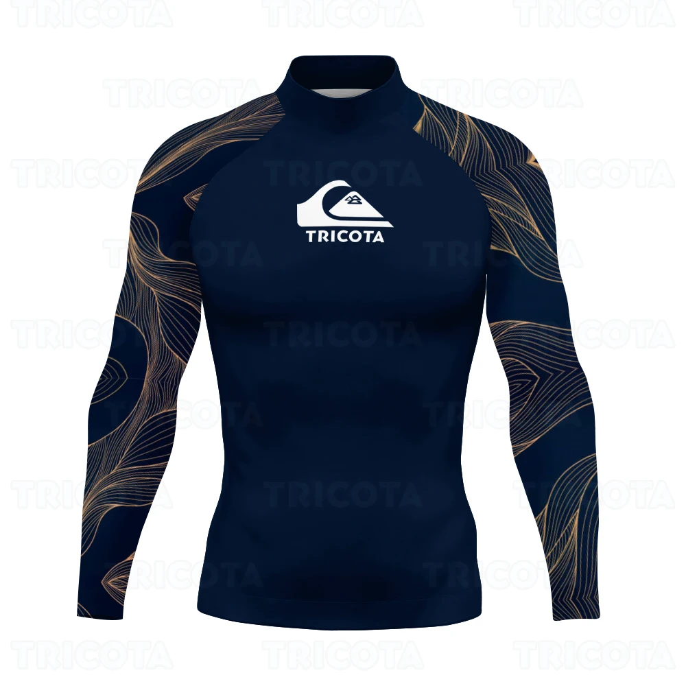 Men Swim Surfing T-shirt Beach UV Protection Swimwear Rash Guard Long Sleeve Diving Wetsuit Rashguard Tops Gear Summer Apparel