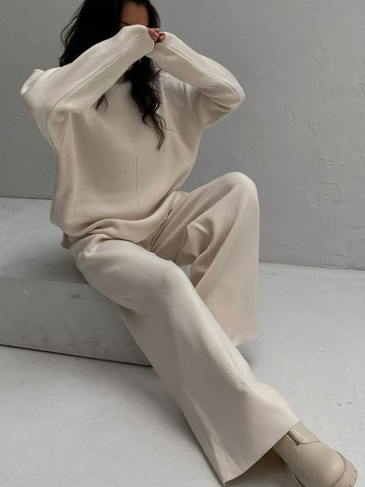 جديد بلوزه واسعه بهاينك بنطلون فضفاض شتوي ملابس قطعتين شتويه اناقه ازياء ترند