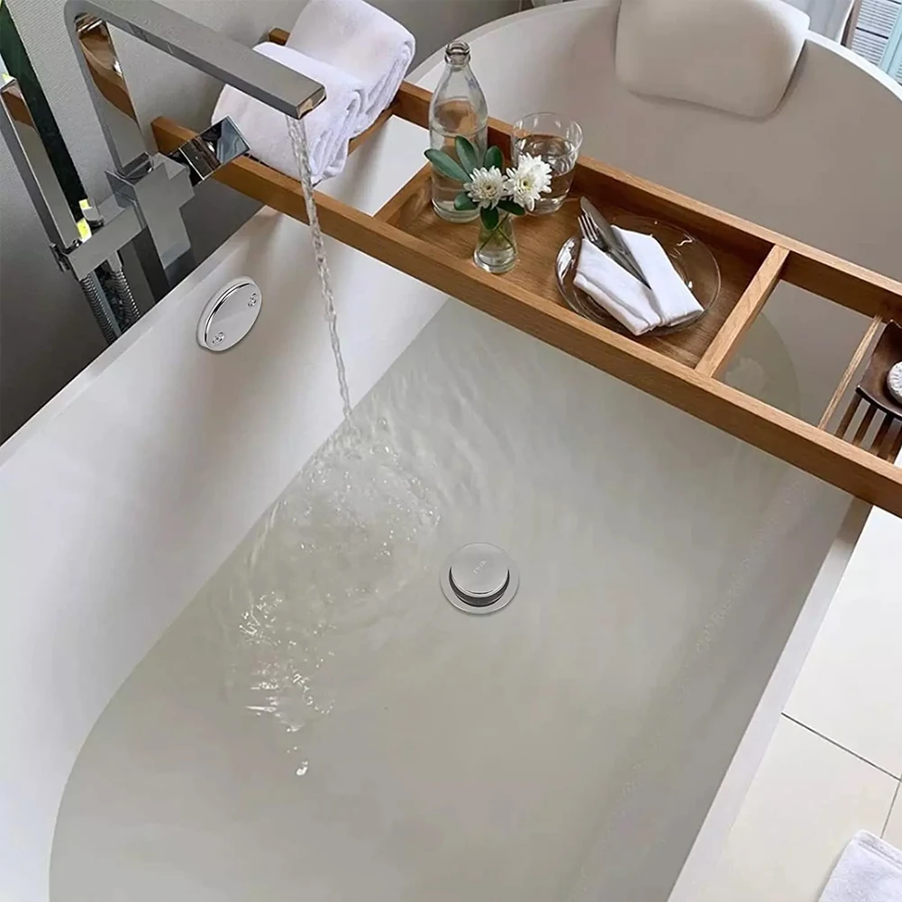 1set Bath Tub Drain Kit For Home Bathroom Tip-Toe Bath Tub Drain Kit With Two-Hole Overflow Cover Plate Household Accessories