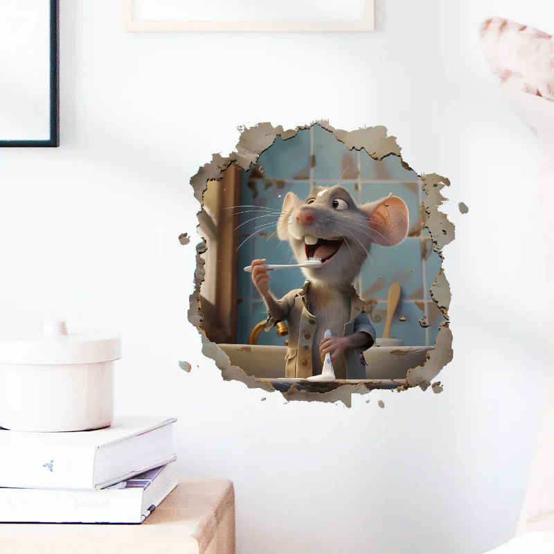 Vinyl Stickers Toilet Stickers Toilet Wall Stickers Toilet Seat Stickers Funny 3D Brushing Mouse Toilet Stickers Waterproof Wall Stickers Home Decoration Kitchen Cute Bathroom Accessories