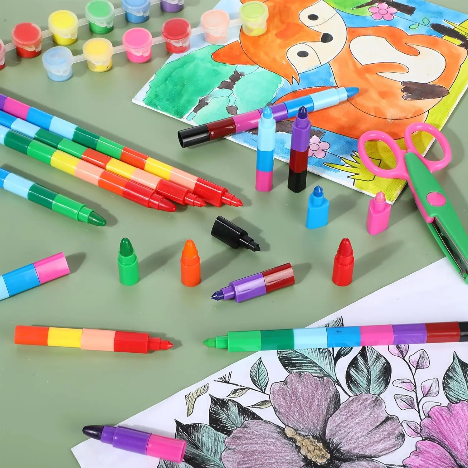 Colored Crayons Color Pencils 8 Pcs Stackable Crayons Stacking Buildable Colorful Party Favors DIY Rainbow Pencils 12 Colors