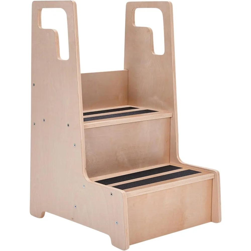 

ECR4Kids Reach-Up Step Stool with Handles, Children's Furniture, Natural