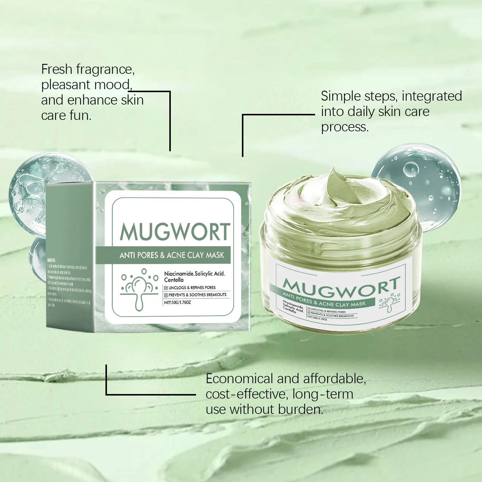 Skintific Mugwort Mask 50g Face Skin Care Deep Moisturizing Pore For Blackheads