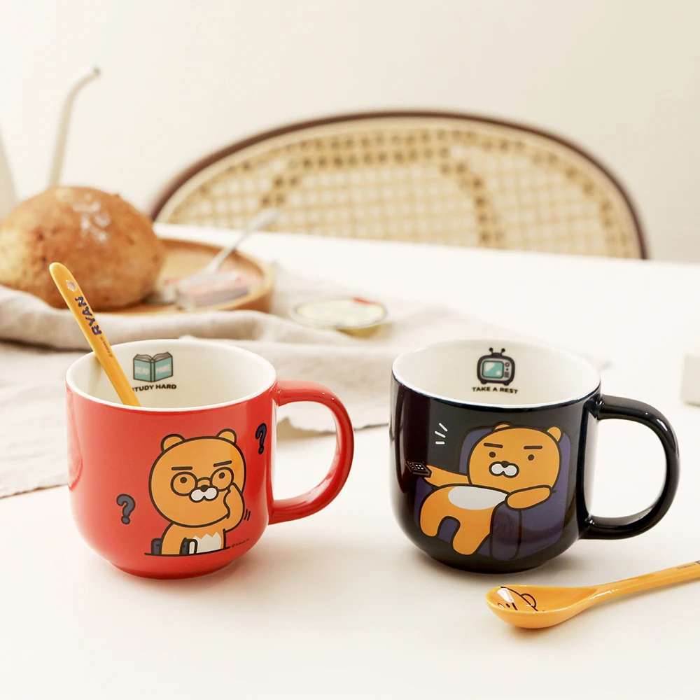 [알리] 카카오프렌즈 라이언 데일리 머그 & 스푼 2P 세트 _ 캐릭터 머그컵 커피컵 티컵 홈카페 세라믹 머그 선물용 컵 - AliExpress 15